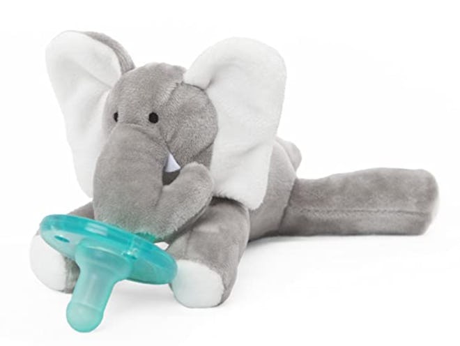 One weird by genius thing invented by moms is the Wubbanub infant pacifier with a plush elephant att...