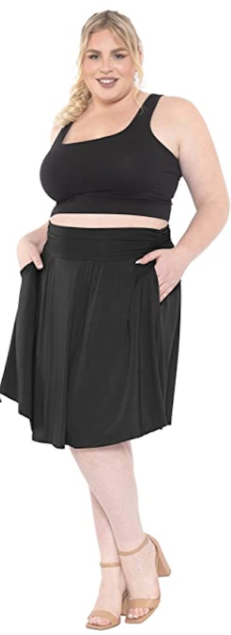 Stretch Is Comfort Mid Length Skirt with Pockets