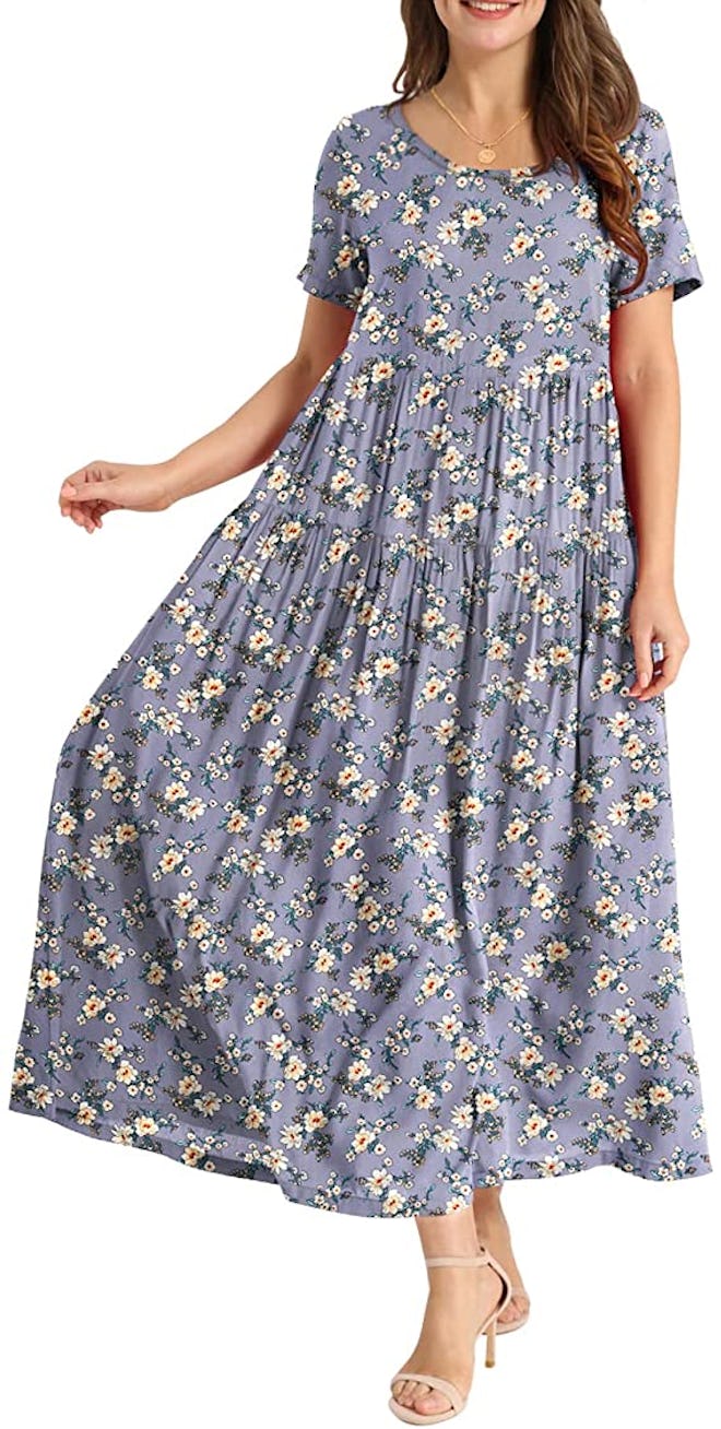 YESNO Casual Loose Dress with Pockets