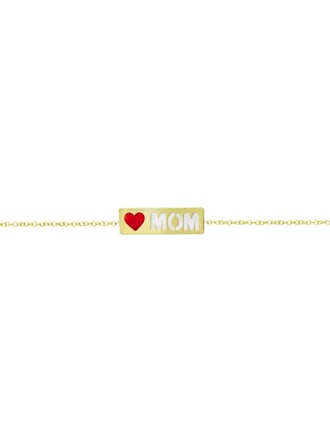 Meira T 14K Yellow Gold, Mother-of-Pearl, & Enamel “Mom” Nameplate Bracelet