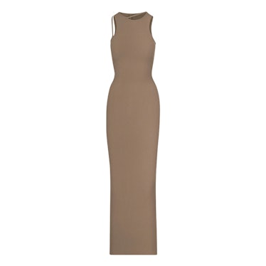 SKIMS brown long cutout slip dress