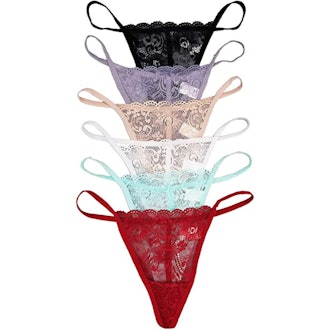 Vision Underwear Lace G-String Thong Panties (6-Pack)
