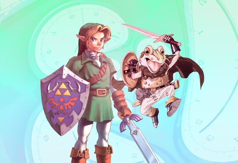 link from ocarina of time alongside frog from chrono trigger