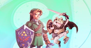 link from ocarina of time alongside frog from chrono trigger