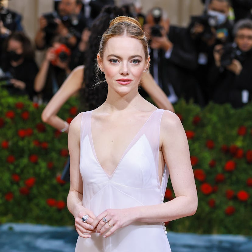 Emma Stone wearing her wedding dress to the 2022 Met Gala.