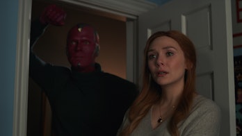 Paul Bettany as Vision and Elizabeth Olsen as Wanda Maximoff in Marvel’s WandaVision