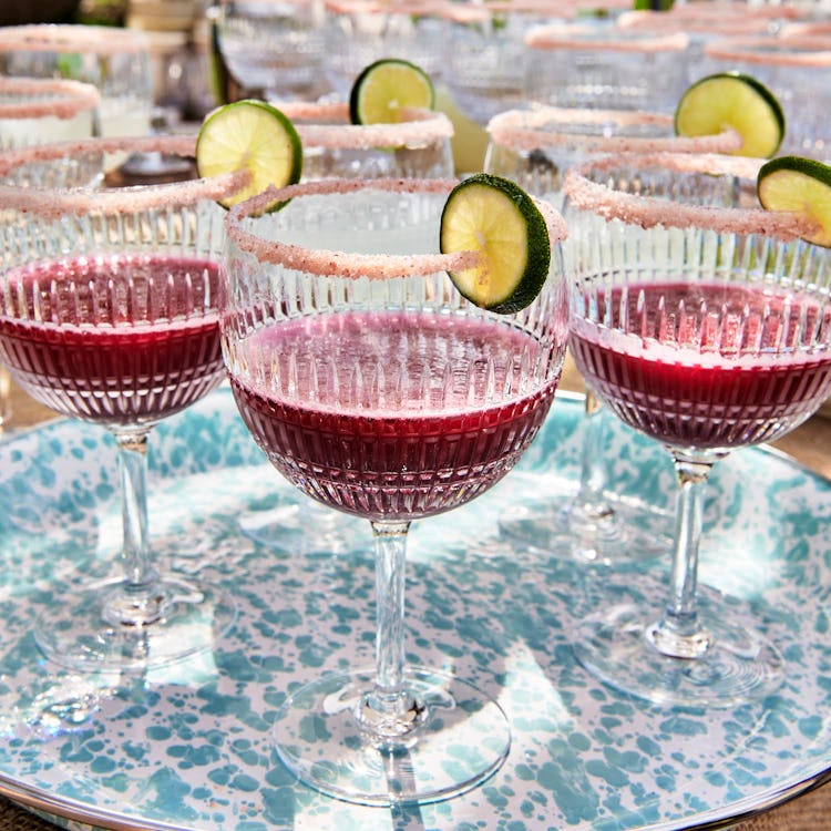 "Martha-ritas" in goblets from Martha Stewart's collaboration with Baccarat