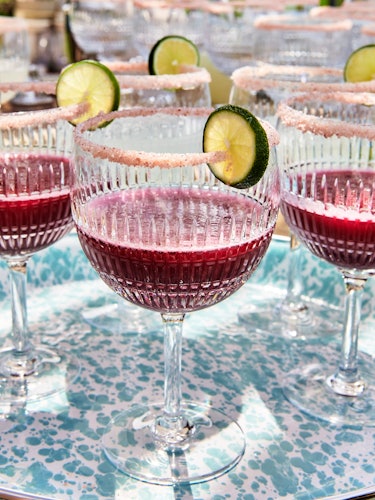 "Martha-ritas" in goblets from Martha Stewart's collaboration with Baccarat