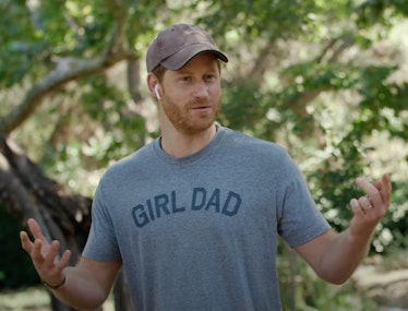 Prince Harry wearing a shirt that reads "Girl Dad"