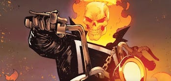 Johnny Blaze rolls up on his beloved motorcycle in Avengers Vol. 8 #16