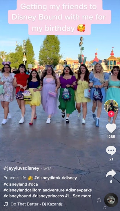 A group of friends share Disneybounding ideas from TikTok as princess at Disneyland. 