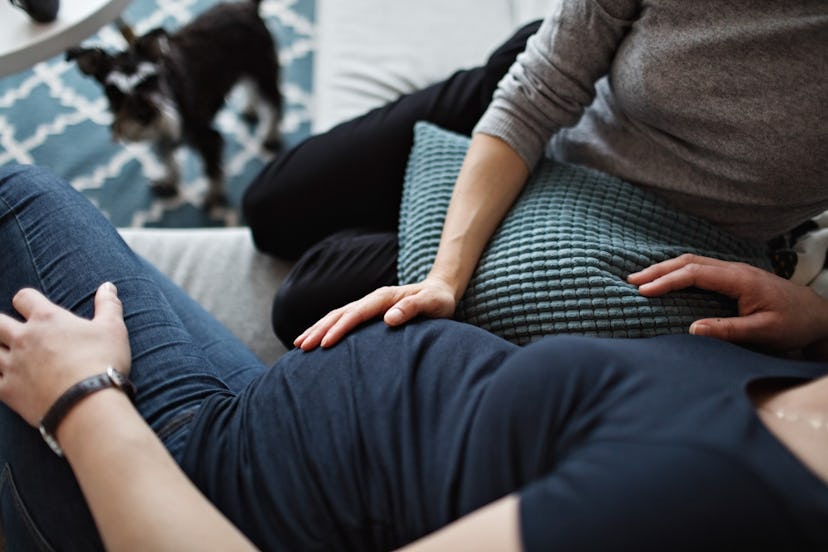 pregnant woman and friend, leaning on friends is a good way to help handle breakup when pregnant