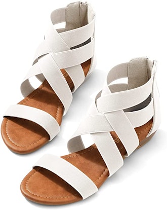 DREAM PAIRS Elastic Ankle Strap Low Wedges Sandals