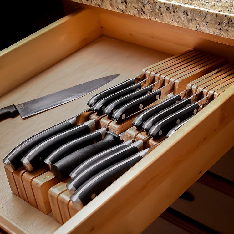 In-Drawer Bamboo Knife Block