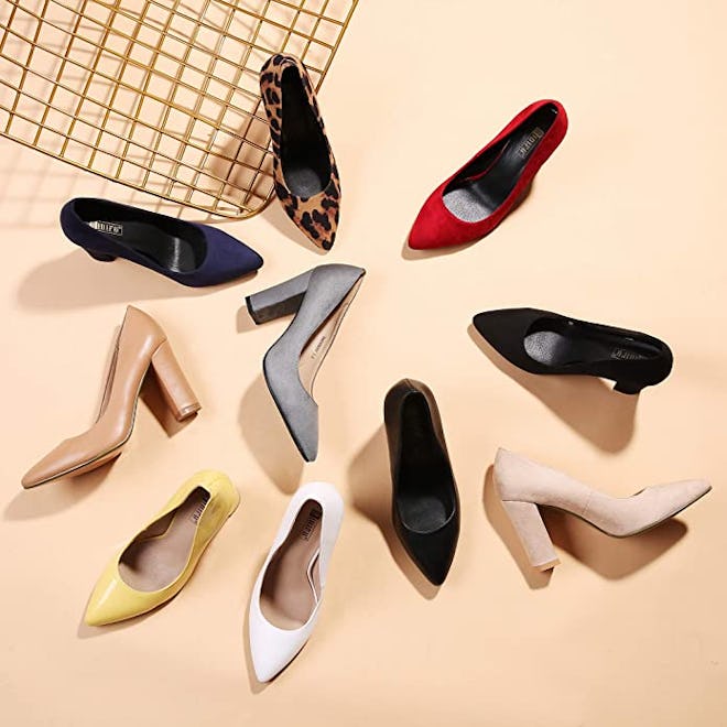 IDIFU Chunky Pointed Toe Pumps
