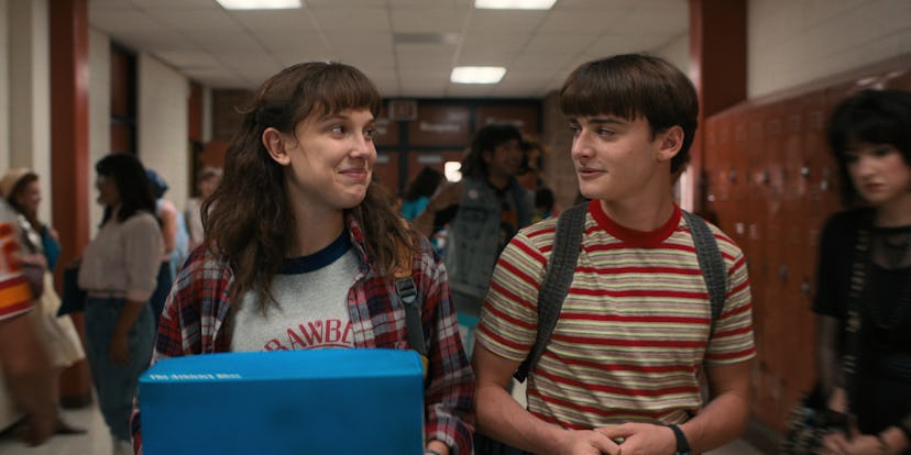 Eleven wears mascara in 'Stranger Things' Season 4. Shown here with Will Byers.
