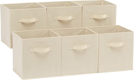 Amazon Basics Collapsible Fabric Storage Cubes Organizer with Handles - Pack of 6