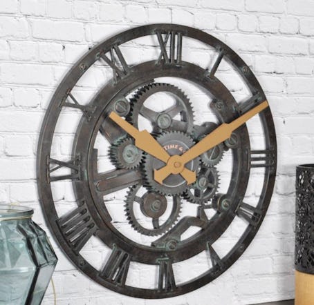 15" Oxidized Gears Wall Clock Metallic Teal - FirsTime & Co.
