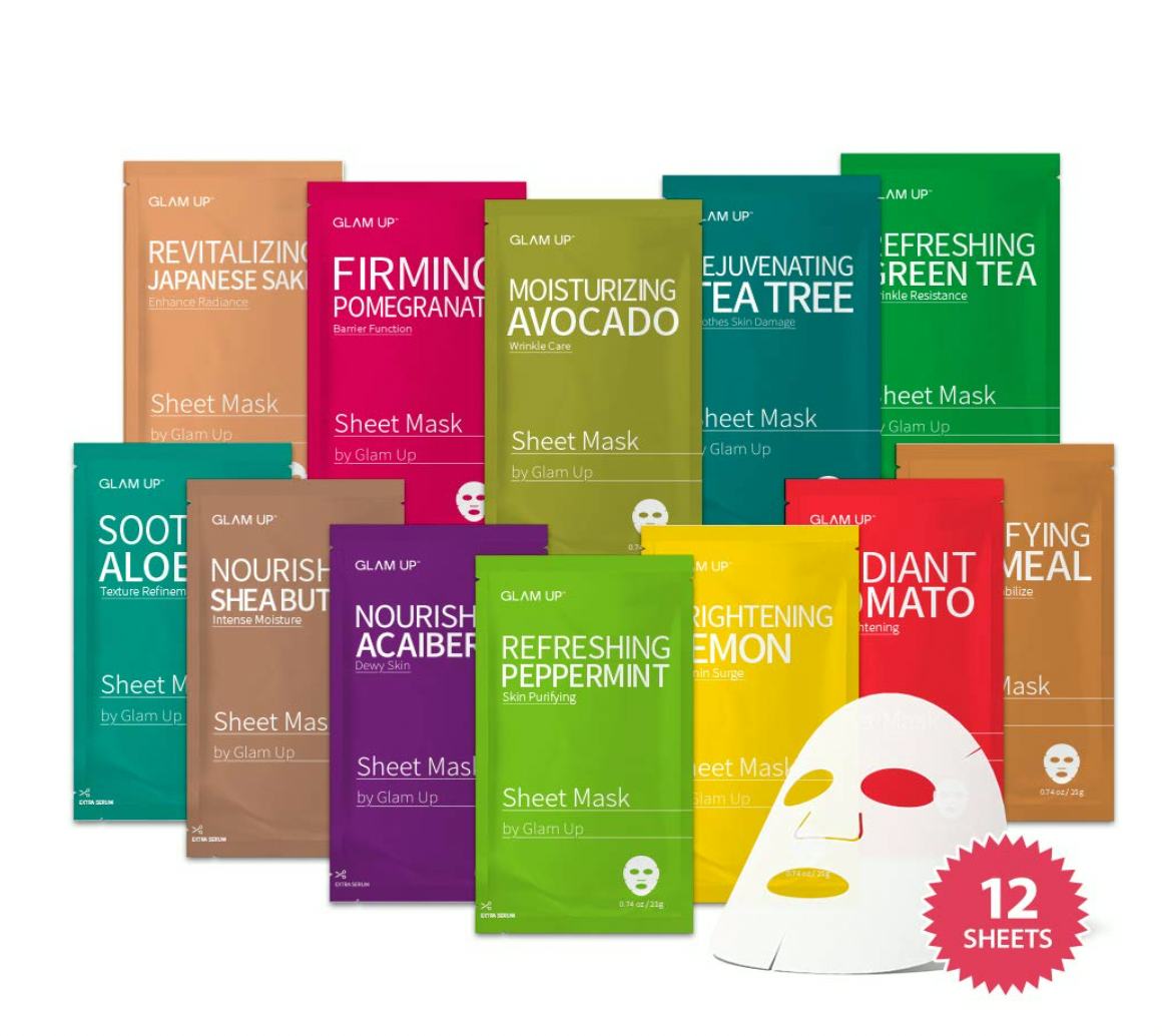 Glam Up Sheet Masks (12-Pack)