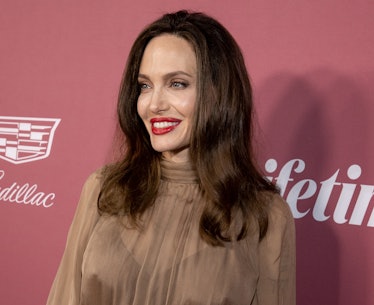 Angelina Jolie wearing red lipstick