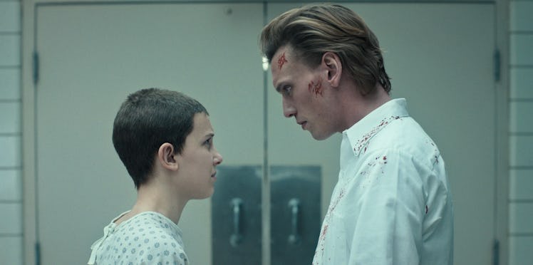 Millie Bobby Brown as Eleven and Jamie Campbell Bower as Peter Ballard