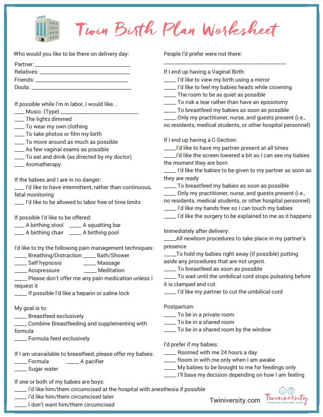 14 Free, Printable Birth Plan Templates For Every Kind Of Delivery for Printable Birth Plan Template Free Pdf