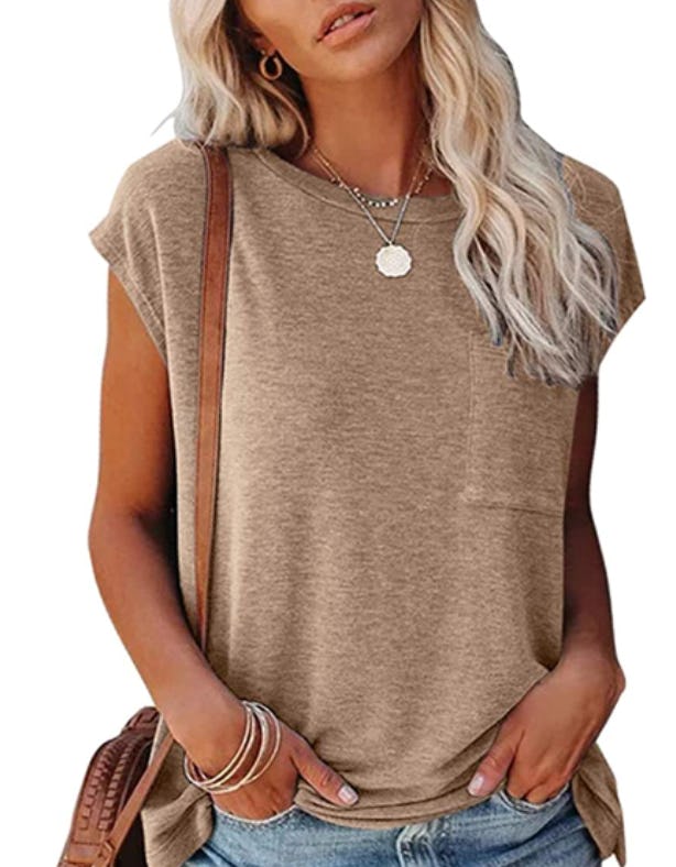 MEROKEETY Casual Cap Sleeve T-Shirt