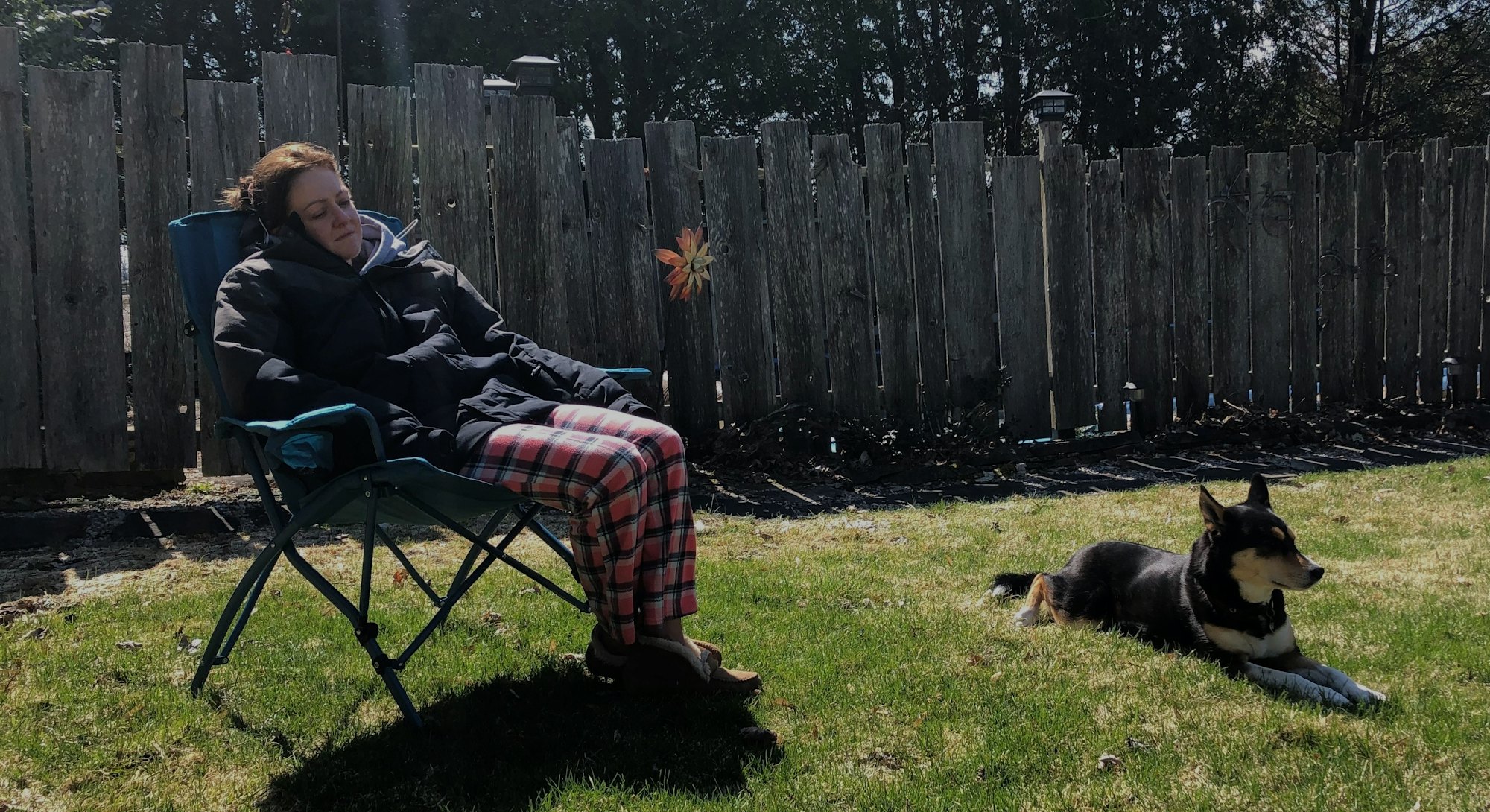Long COVID sufferer and TikToker Beth Ann Pardo picture outside with her dog