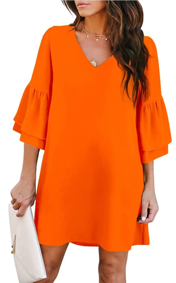 BELONGSCI Bell Sleeve Mini Dress
