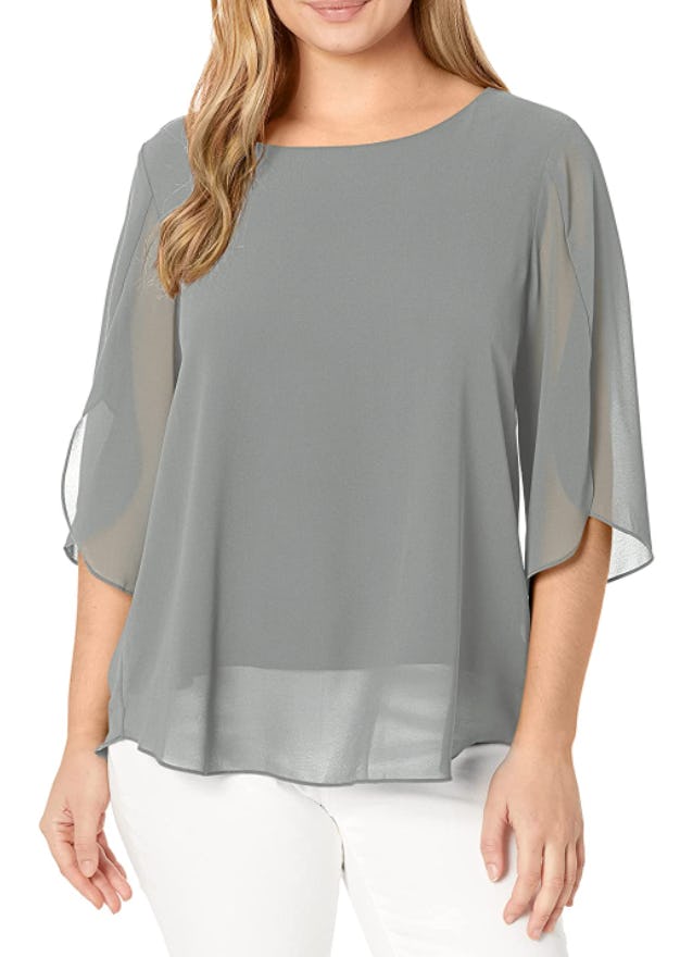 Neineiwu 3/4 Sleeve Chiffon Blouse