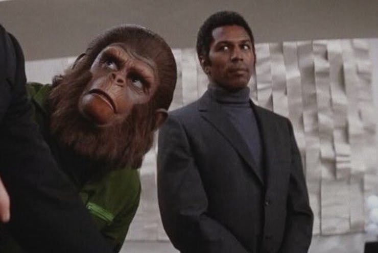 A screenshot from the movie Planet of the Apes, that redefined the sci-fi franchise