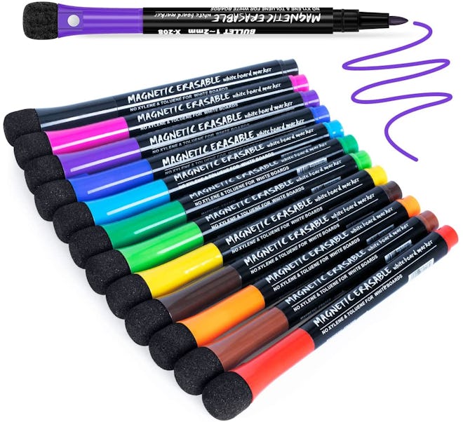 JR.WHITE Magnetic Dry Erase Markers (12-Pack)