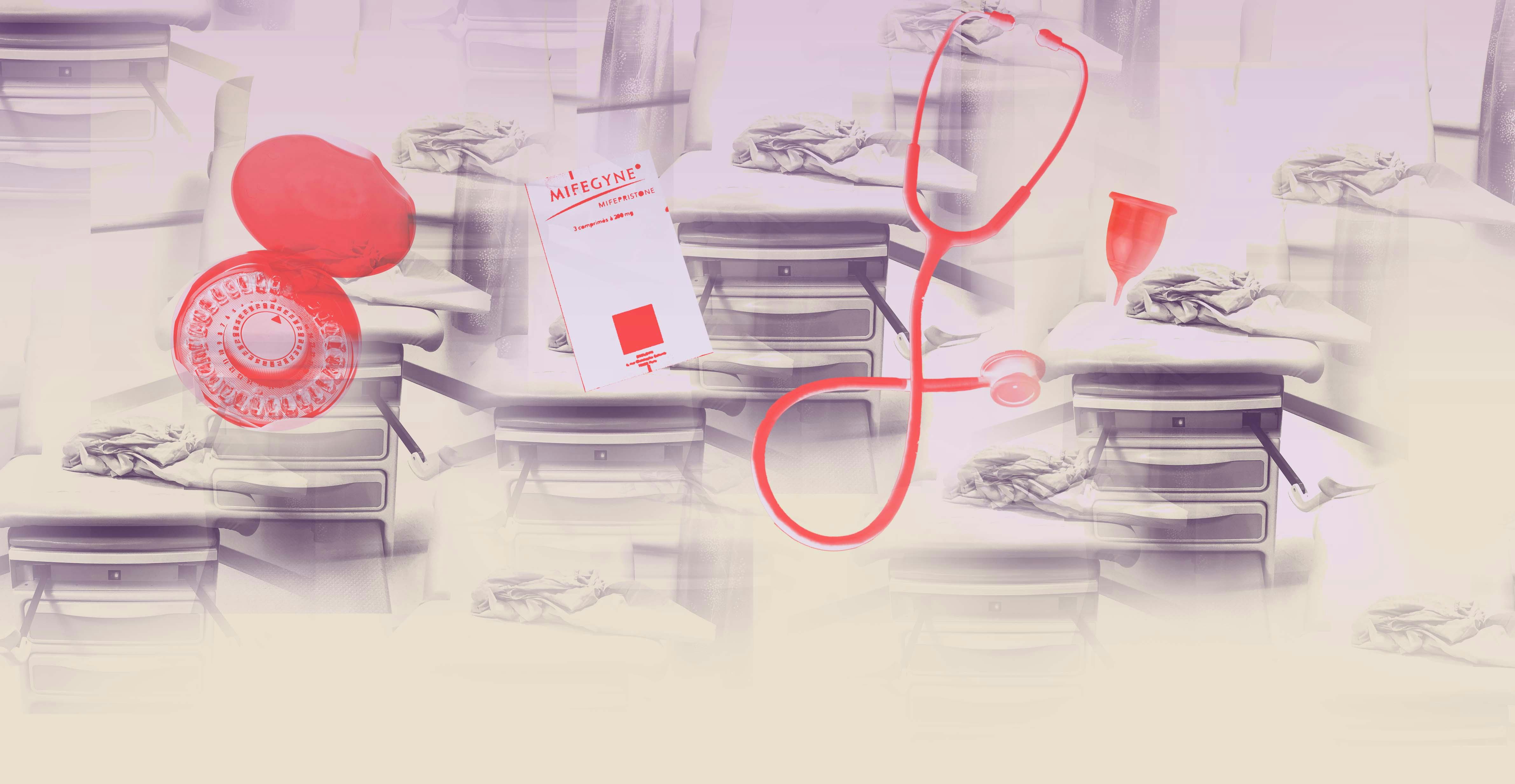 "MIFEGYNE" text sign on abortion medical equipment