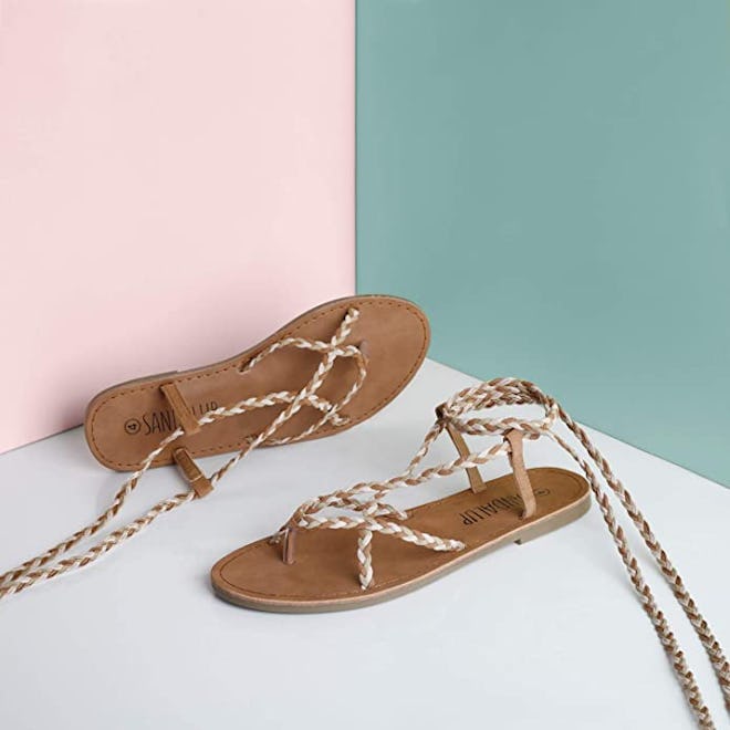 SANDALUP Braided Tie Up Sandals