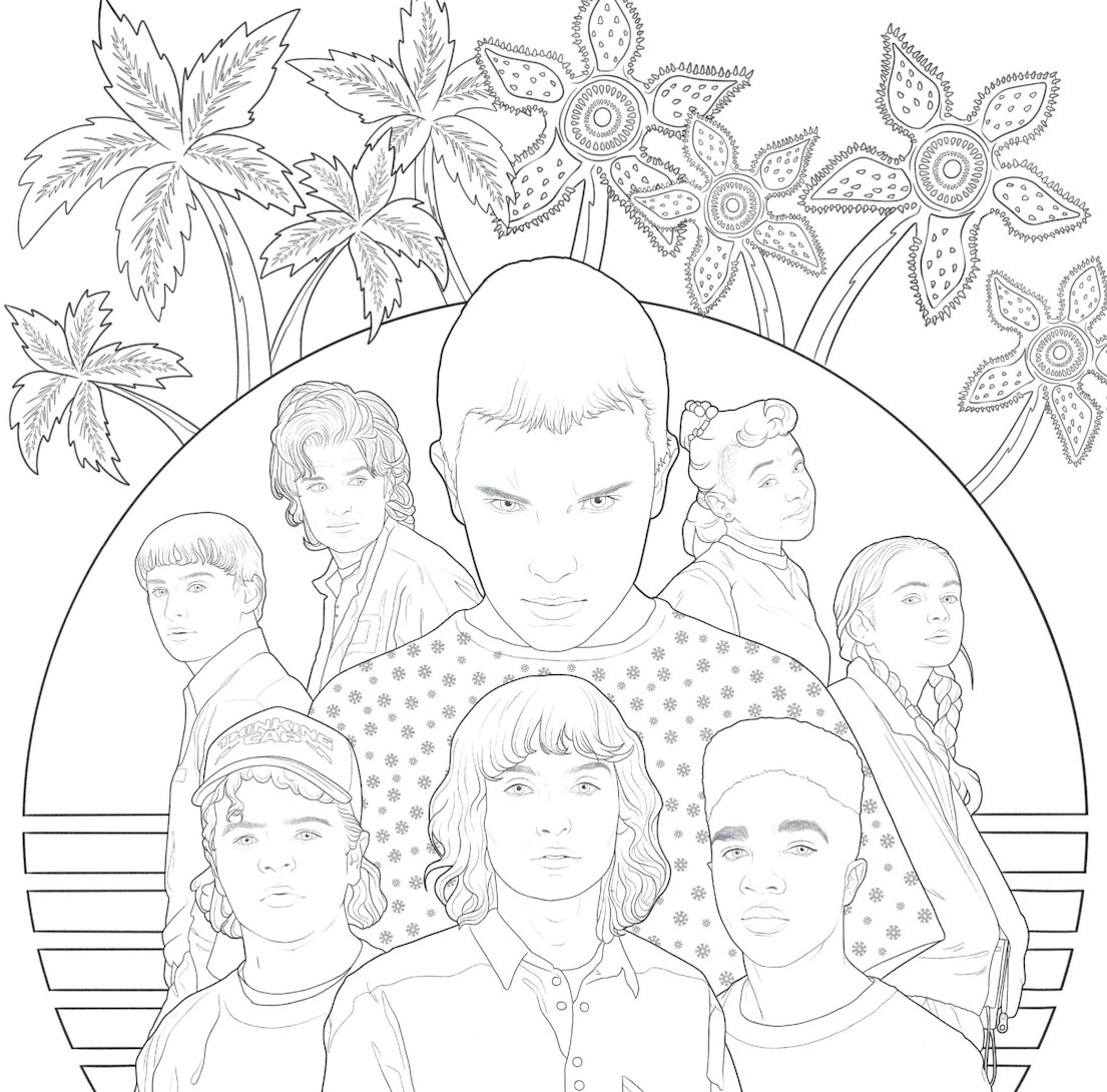 look 8 bodacious pages from netflix s stranger things coloring book