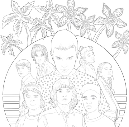 look 8 bodacious pages from netflix s stranger things coloring book