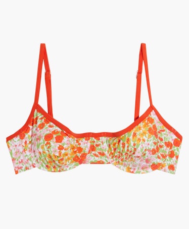 Floral-print underwired bikini top