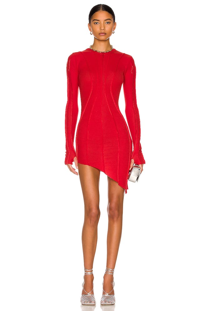 Asymmetric Long Sleeve Mini Dress