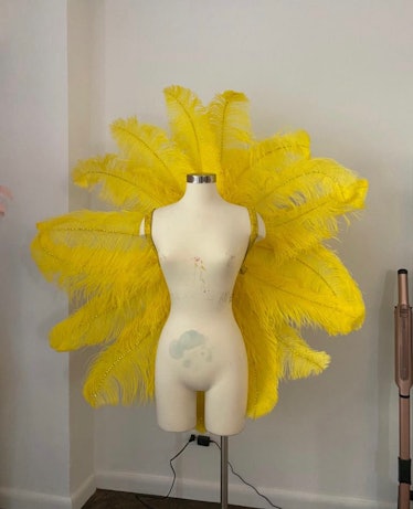 yellow feathered accessory
