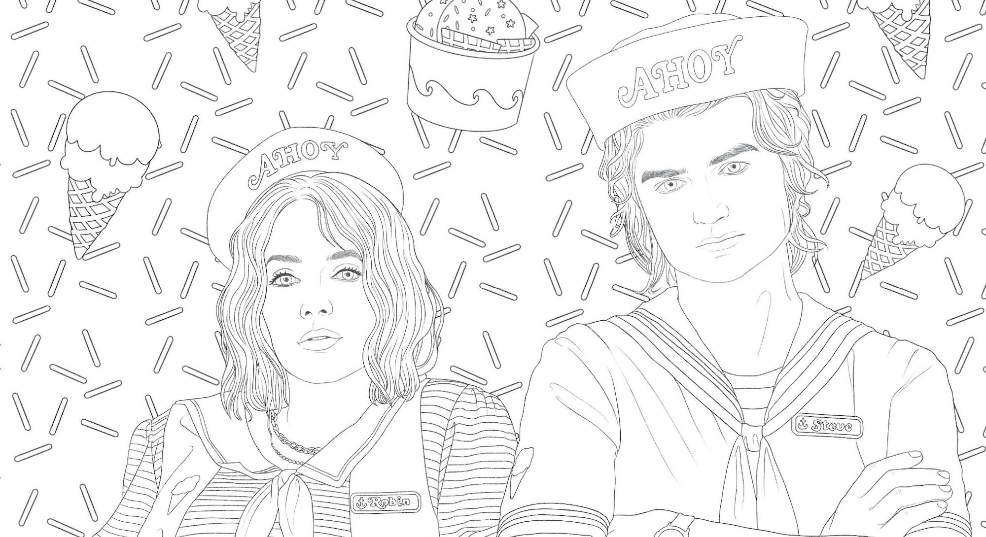 look 8 bodacious pages from netflix s stranger things coloring book