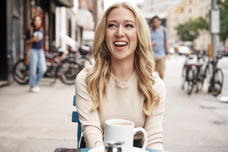 Ariel Epstein, the Prop Queen, having coffee in New York