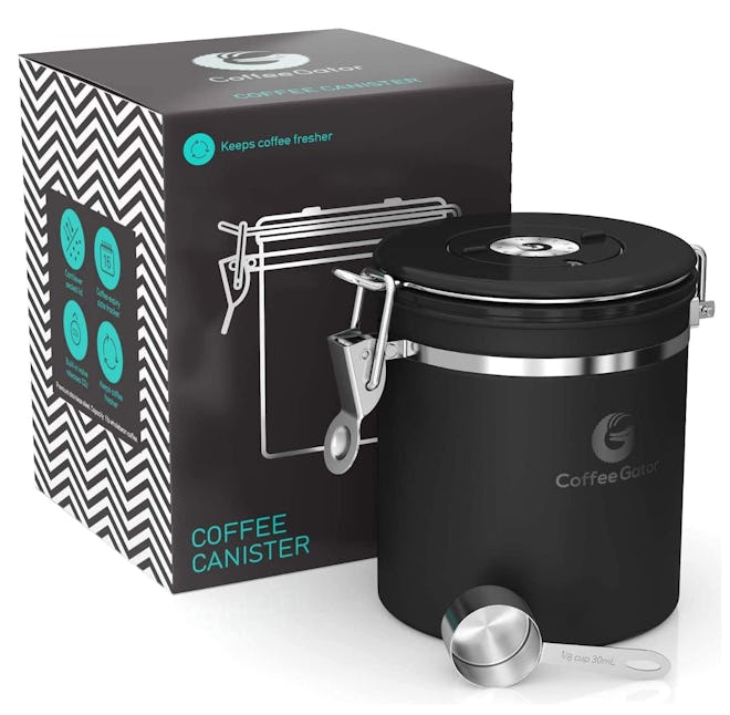Coffee Gator Stainless Steel Coffee Grounds and Beans Container