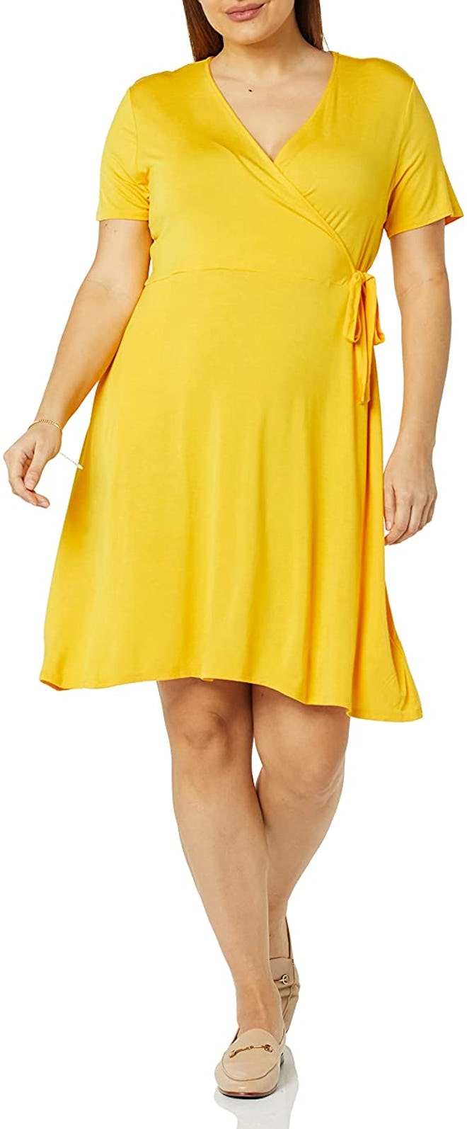 Amazon Essentials Cap-Sleeve Faux-Wrap Dress