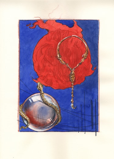An illustration of the Elsa Peretti scorpion necklace