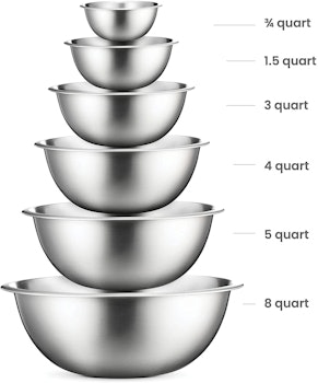 FineDine Stainless Steel Mixing Bowls (Set of 6)