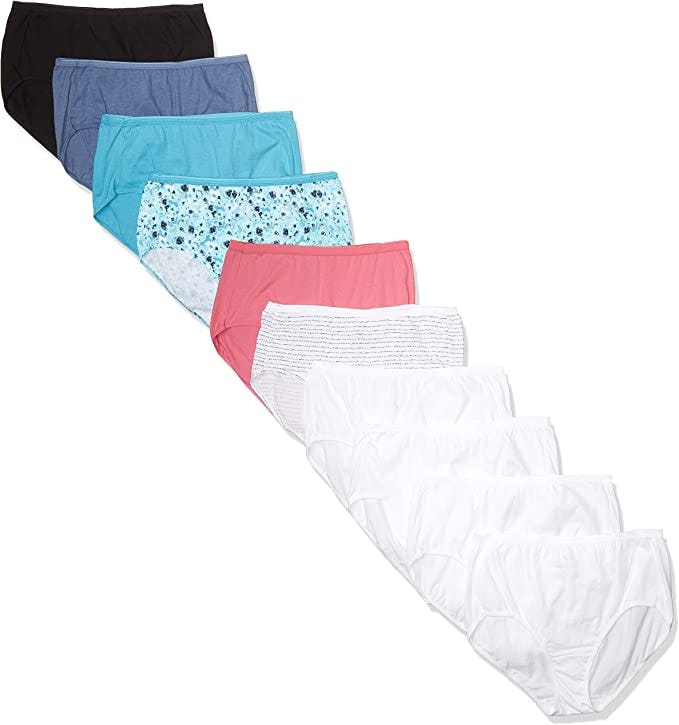 JUST MY SIZE Plus Size Cool Comfort Cotton Brief (10-Pack)