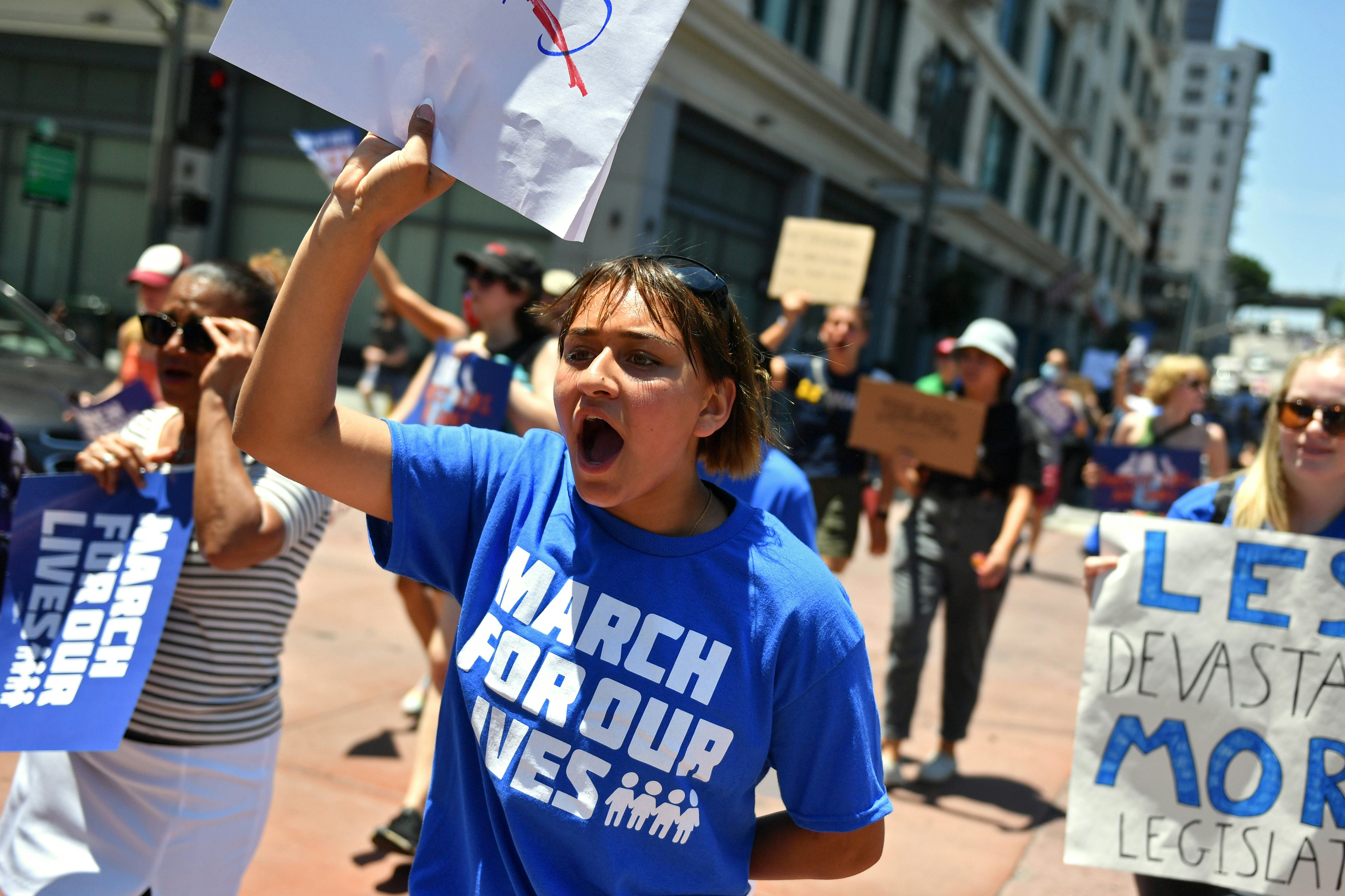Protesters participate in March For Our Lives II to protest against gun violence on June 11, 2022, i...