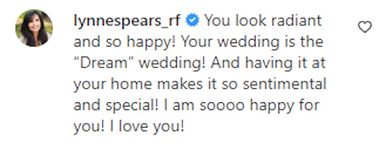 Britney Spears' mother Lynne Spears reacts to her daughter's wedding photos.