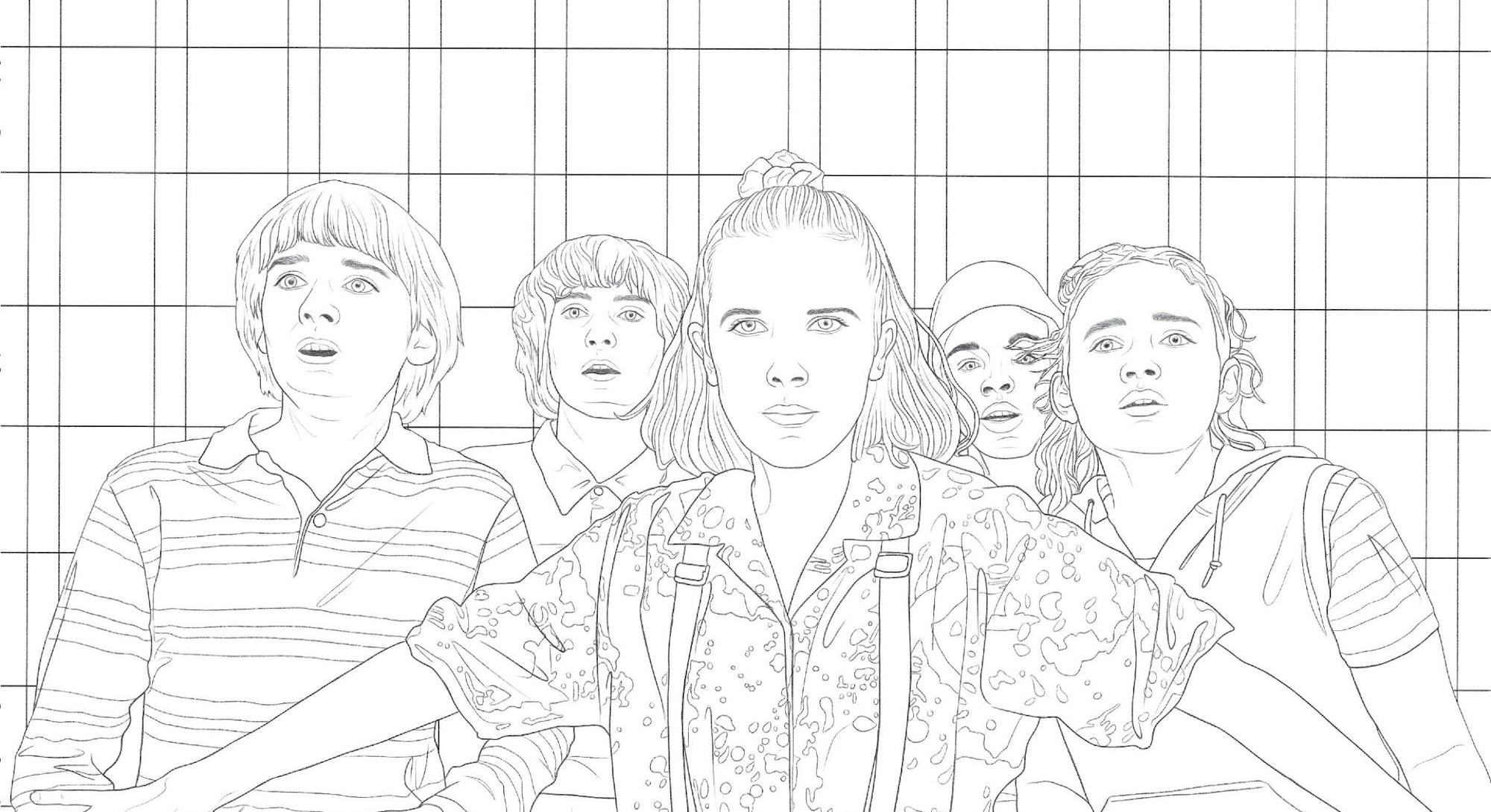 look 8 bodacious pages from netflix s stranger things coloring book