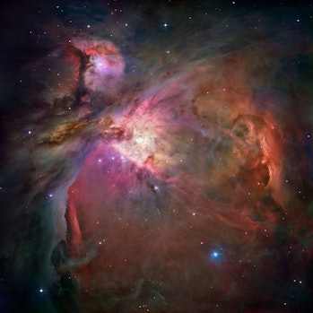 Messier 42, also known as the Orion Nebula.  It looks like an open cornucopia, with little stars...
